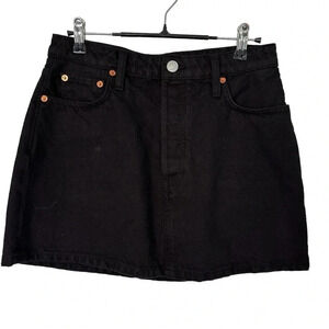 RE/DONE NWOT black denim mini skirt sz 26